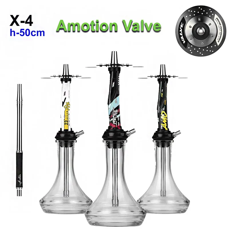Кальян X-4 Amotion Valve,50см фосфорн.колба (нерж.