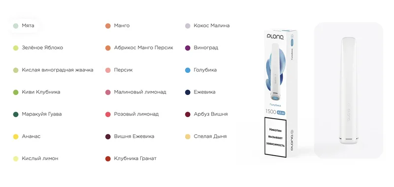 (ДО 1500 ЗАТЯЖЕК) PLONQ PLUS ВКУС: ЕЖЕВИКА"