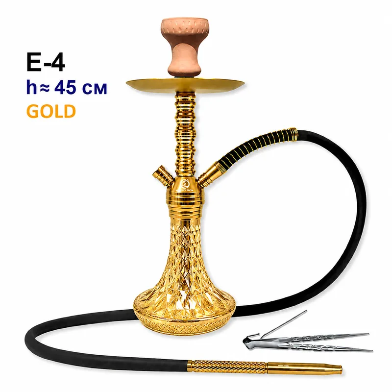 Кальян E-4 (клик, полный комплект) , 50см, 12шт/кор (Gold золото)