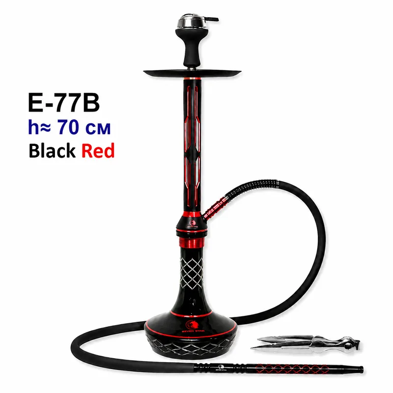 Кальян E-77B 70см (клик, полный комплект) (Black red)